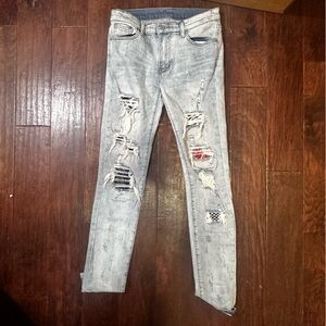 MNMI Jeans 31 Men’s Blue Destroyed Denim Straight Distressed